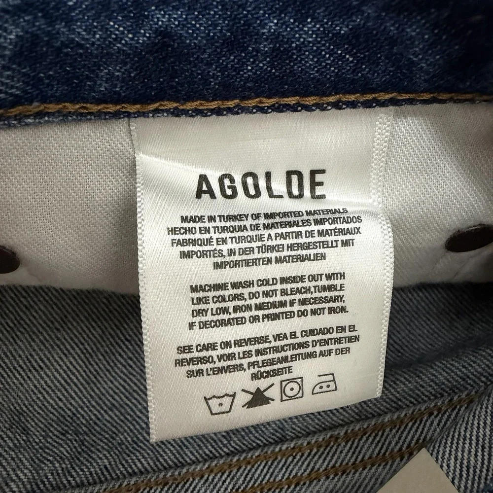 AGOLDE Womens Parker Long Denim Cutoff Shorts Size 32 Medium Wash Button Fly NEW